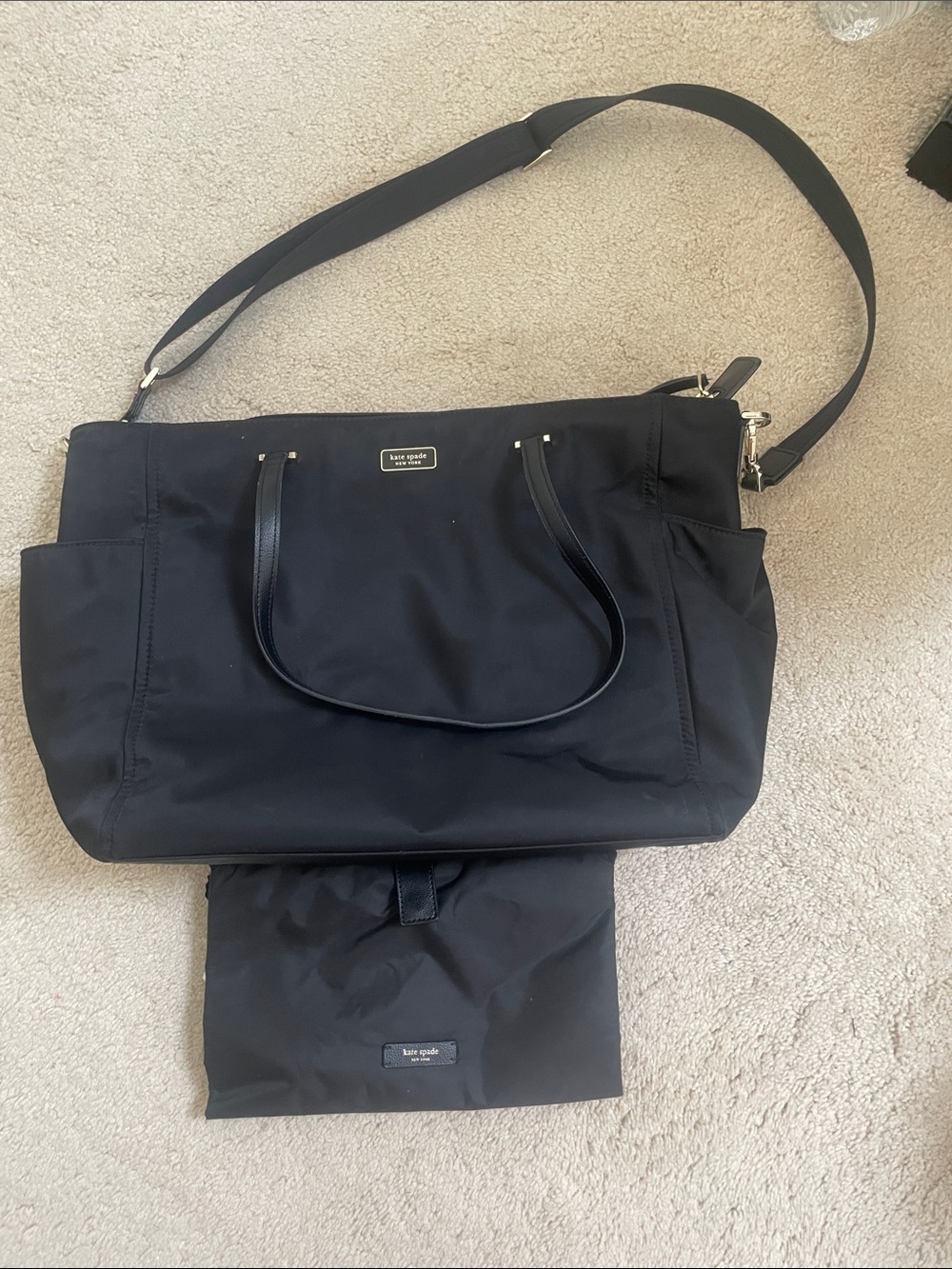 kate spade Black Nylon Baby Tote with Crossbody Strap
